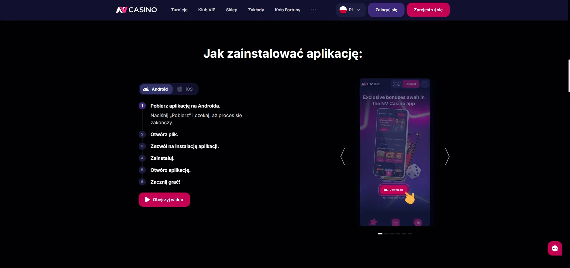 NV Casino app Android – instalacja APK i wymagania systemowe